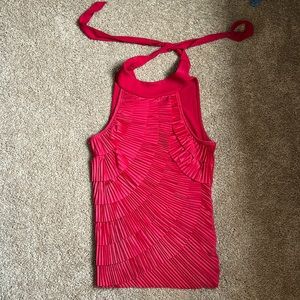 White House Black Market Sleeve Red Fringed Top